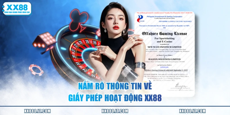 Nắm rõ thông tin về giấy phép hoạt động XX88